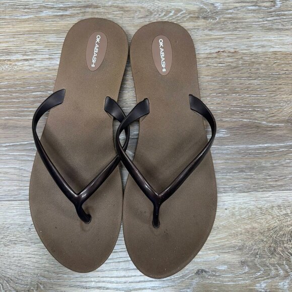 Okabashi Shoreline Slim Toffee/Coffee Flip Flops Women s Size 8 - Picture 2 of 5